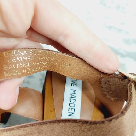 NEW Steve Madden Alabama Platform Brown Suede Wooden Studded Sandals F66 - Picture 9 of 11